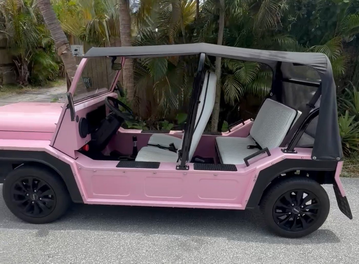 The Pink Panther electric pink Moke for rent — Delray Beach FL